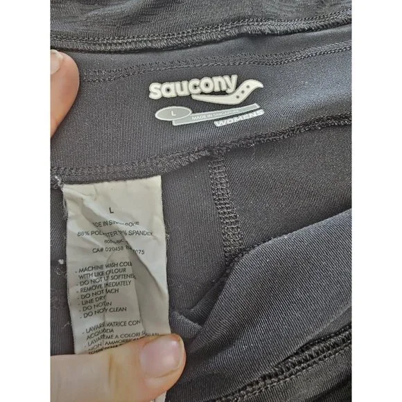 Saucony Black Athletic Leggings Cropped Women's Size Large - Picture 3 of 5
